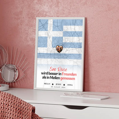 Personalisiertes Poster Schwester Stadtkarte Griechenland Foto Besser In Freunden