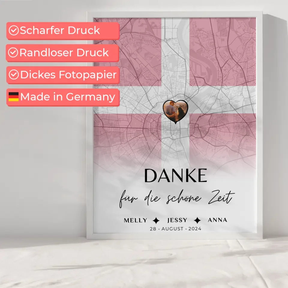 Personalisiertes Poster Stadtkarte Dänemark für Schwester Danke Für Die Schöne Zeit