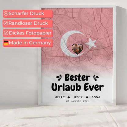 Personalisiertes Poster Freundinnen Stadtkarte Türkei Bester Urlaub Ever