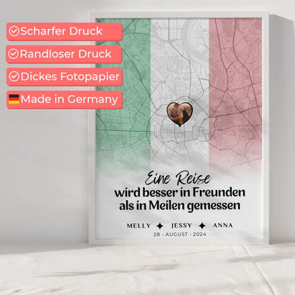 Personalisiertes Poster Freundinnen Stadtkarte Foto Italien Besser In Freunden Gemessen