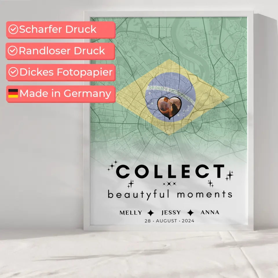 Personalisiertes Poster Schwester Stadtkarte Brasilien Foto Collect Beautiful Moments