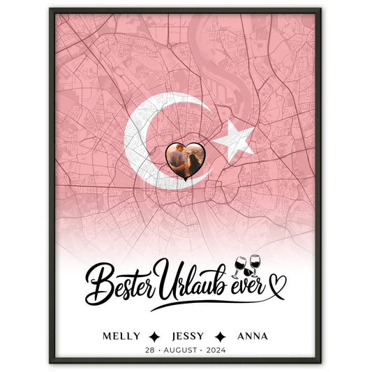 Personalisiertes Poster Freundinnen Stadtkarte Foto Türkei Bester Urlaub Ever