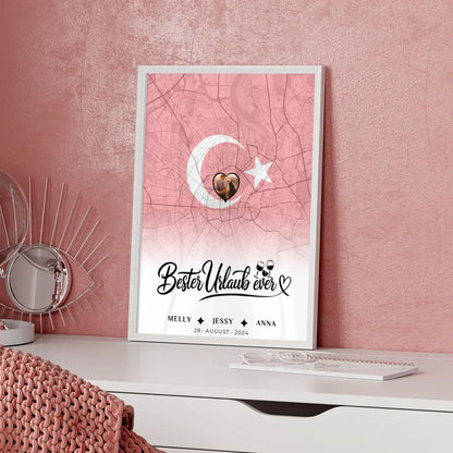 Personalisiertes Poster Freundinnen Stadtkarte Foto Türkei Bester Urlaub Ever