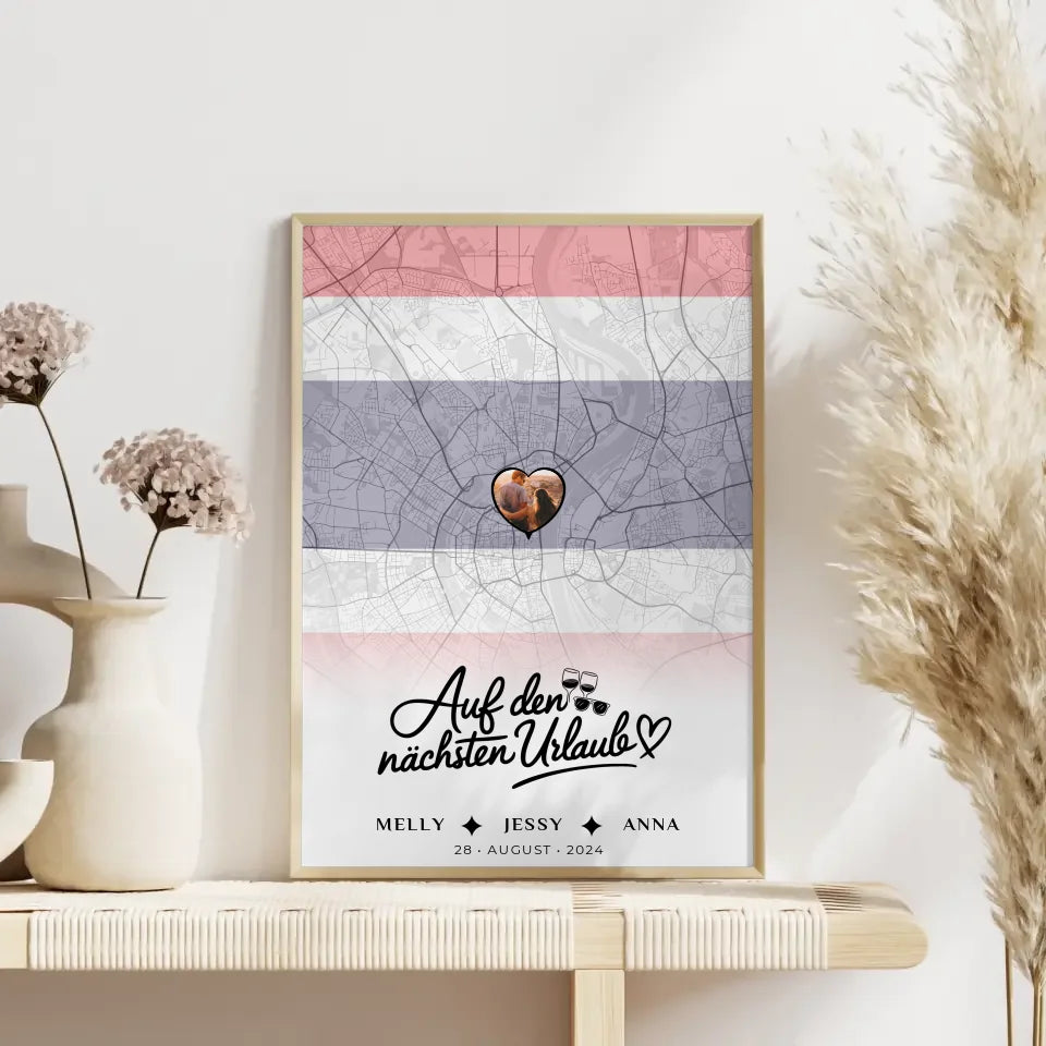 Personalisiertes Poster für Schwester Stadtkarte Foto Thailand Urlaub