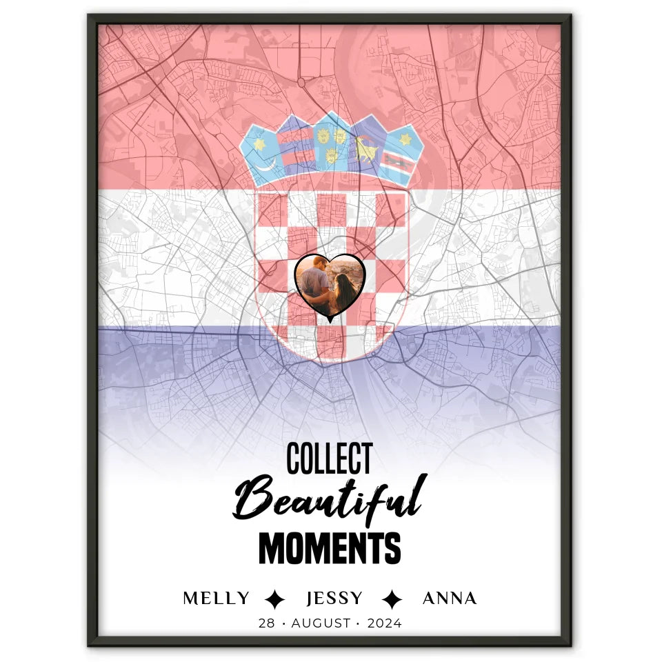 Personalisiertes Poster für Schwester Stadtkarte mit Foto Kroatien Collect Beautyful Moments