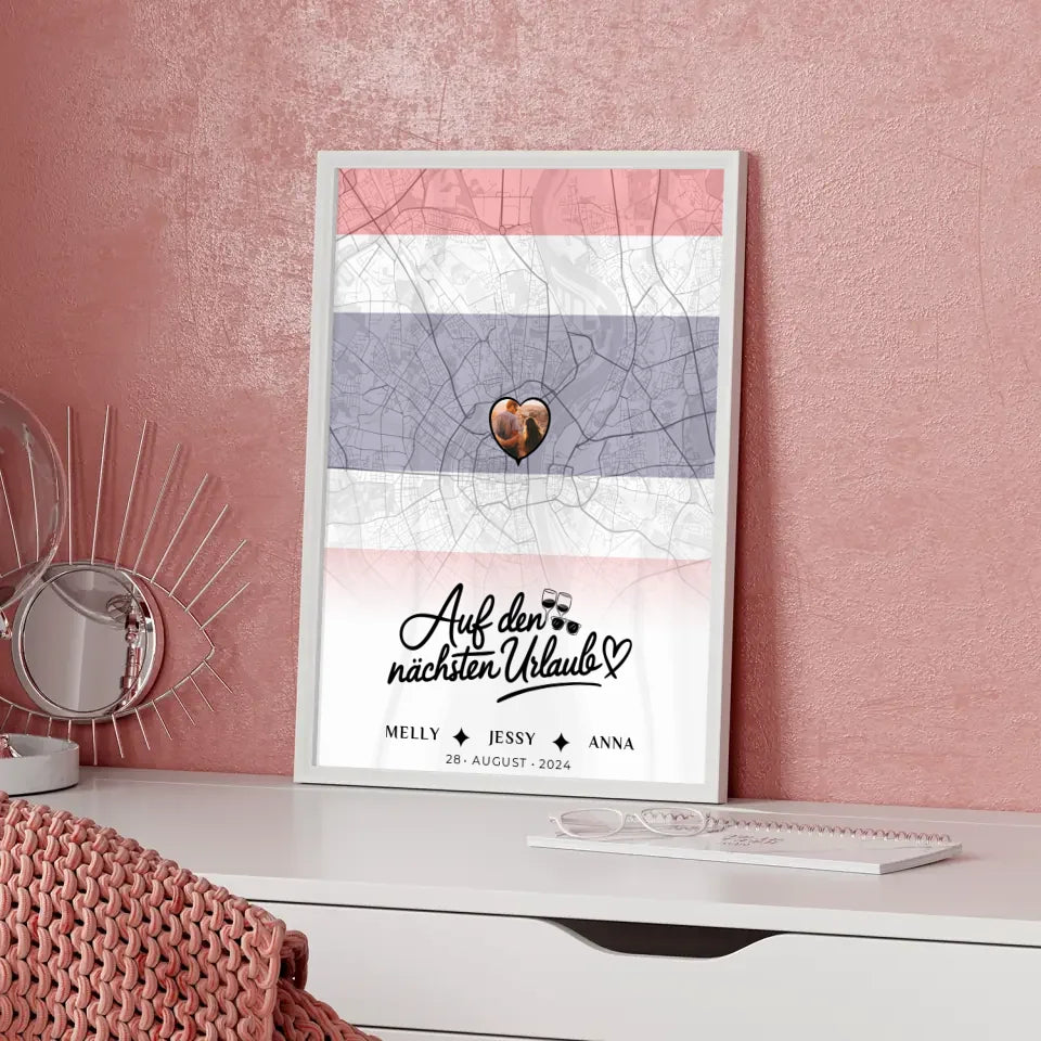 Personalisiertes Poster für Schwester Stadtkarte Foto Thailand Urlaub