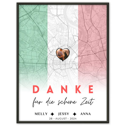 Personalisiertes Poster für Freundinnen Stadtkarte Foto Italien Danke Für Die Schöne Zeit