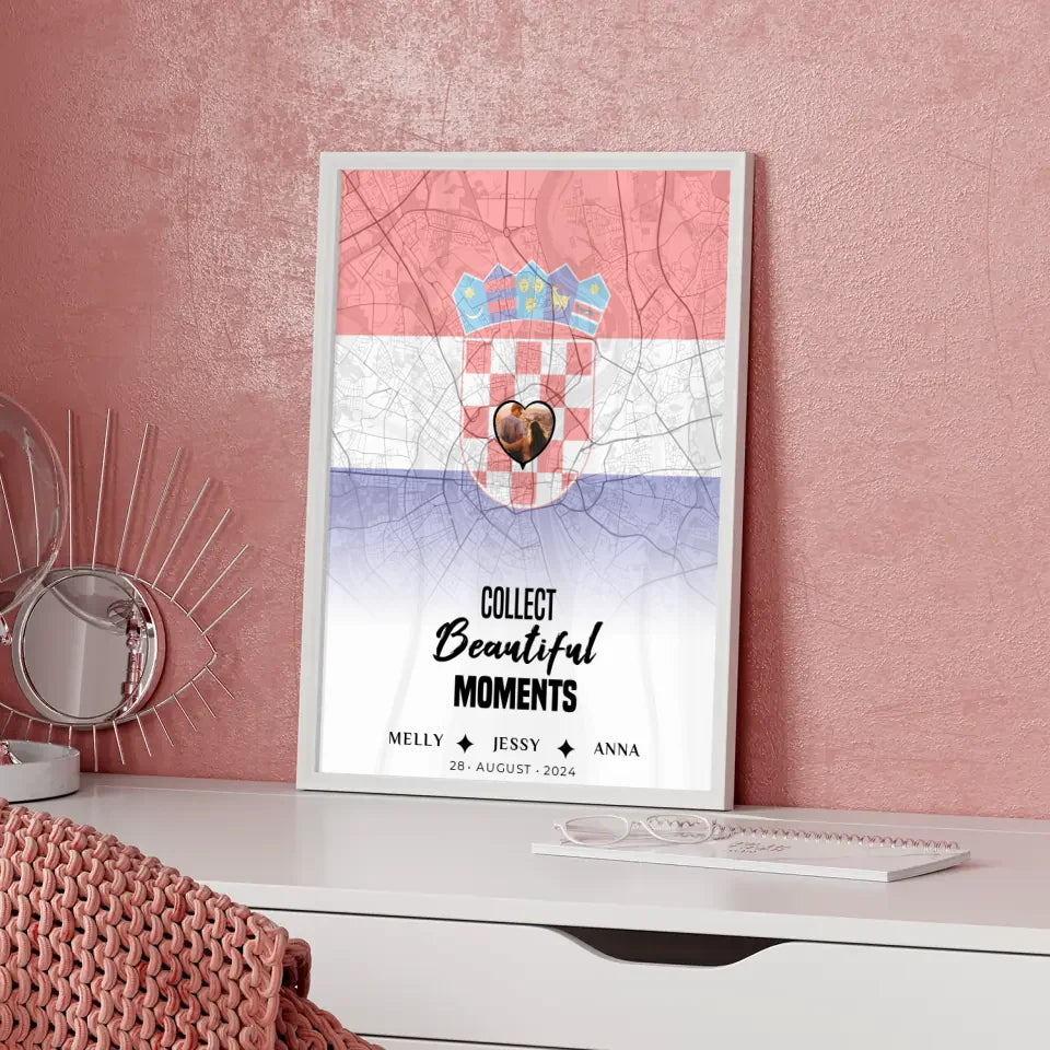 Personalisiertes Poster für Schwester Stadtkarte mit Foto Kroatien Collect Beautyful Moments