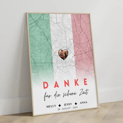 Personalisiertes Poster für Freundinnen Stadtkarte Foto Italien Danke Für Die Schöne Zeit