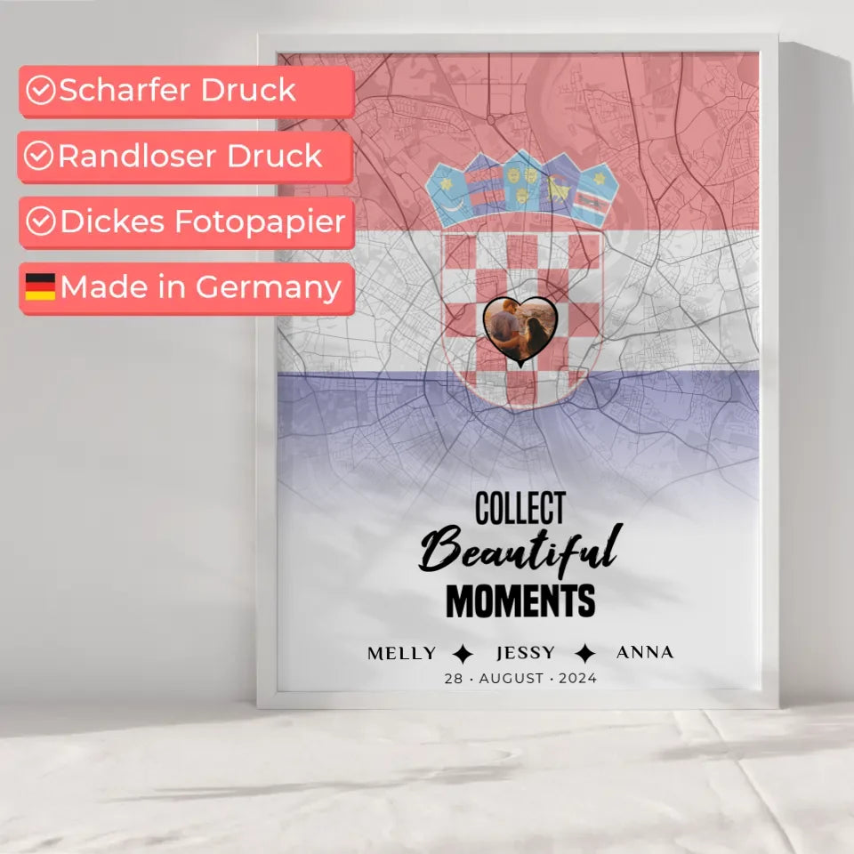 Personalisiertes Poster für Schwester Stadtkarte mit Foto Kroatien Collect Beautyful Moments