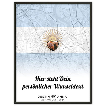 Personalisiertes Poster für Paare Stadtkarte Argentinien mit Foto eigener Wunschtext