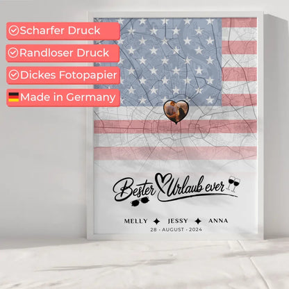 Personalisiertes Poster Schwester Stadtkarte Foto USA Bester Urlaub Ever