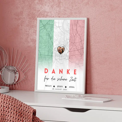Personalisiertes Poster für Freundinnen Stadtkarte Foto Italien Danke Für Die Schöne Zeit