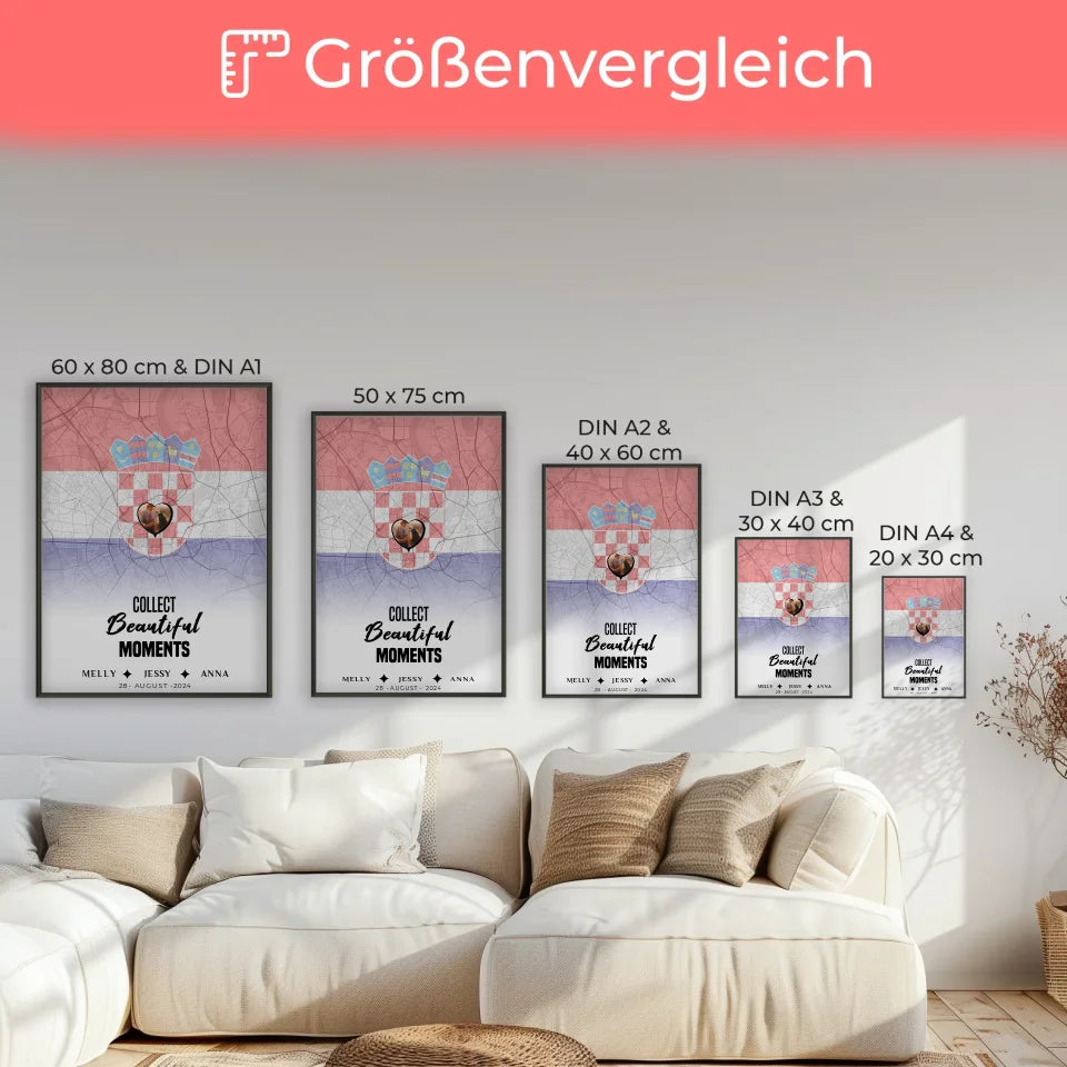 Personalisiertes Poster für Schwester Stadtkarte mit Foto Kroatien Collect Beautyful Moments