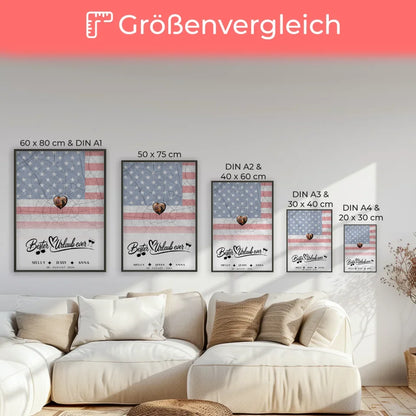 Personalisiertes Poster Schwester Stadtkarte Foto USA Bester Urlaub Ever