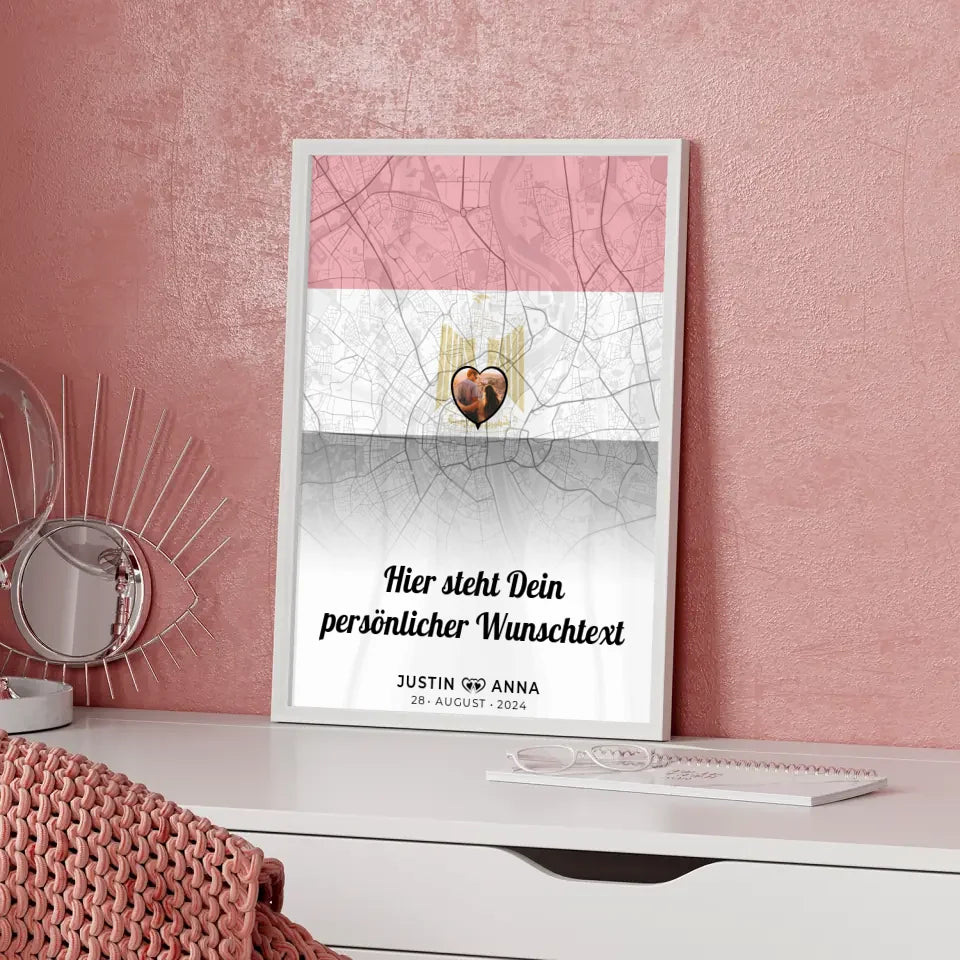 Personalisiertes Poster Paare Stadtkarte Ägypten mit eigenem Wunschtext