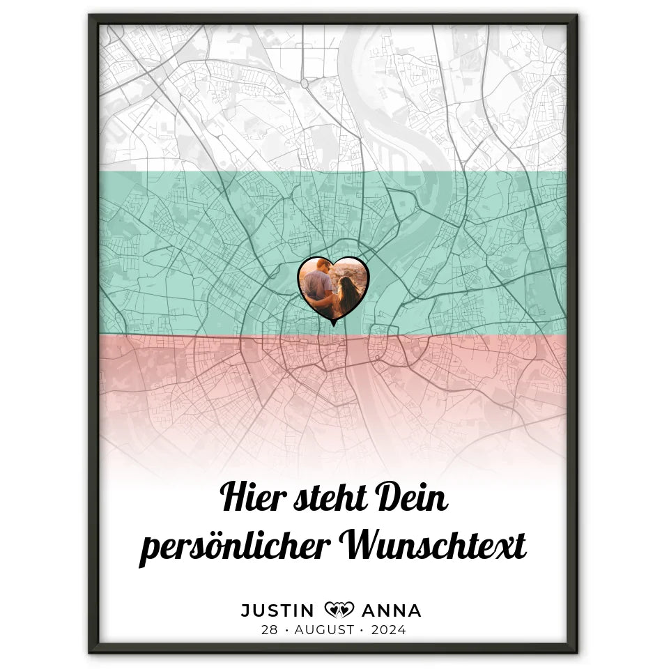 Personalisiertes Poster Paare Stadtkarte Foto Bulgarien eigener Wunschtext