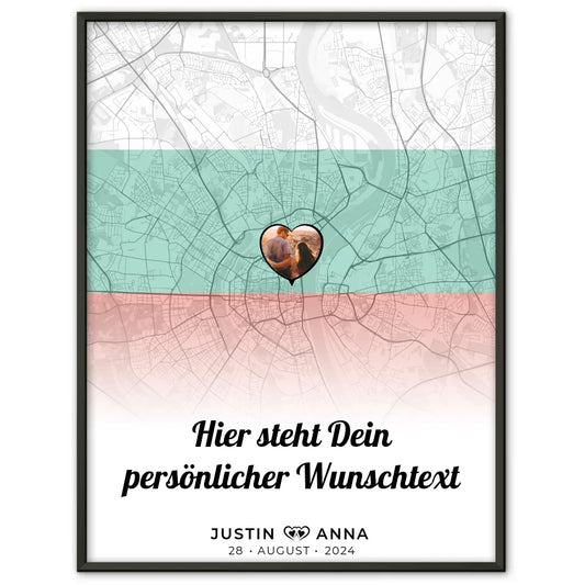 Personalisiertes Poster Paare Stadtkarte Foto Bulgarien eigener Wunschtext