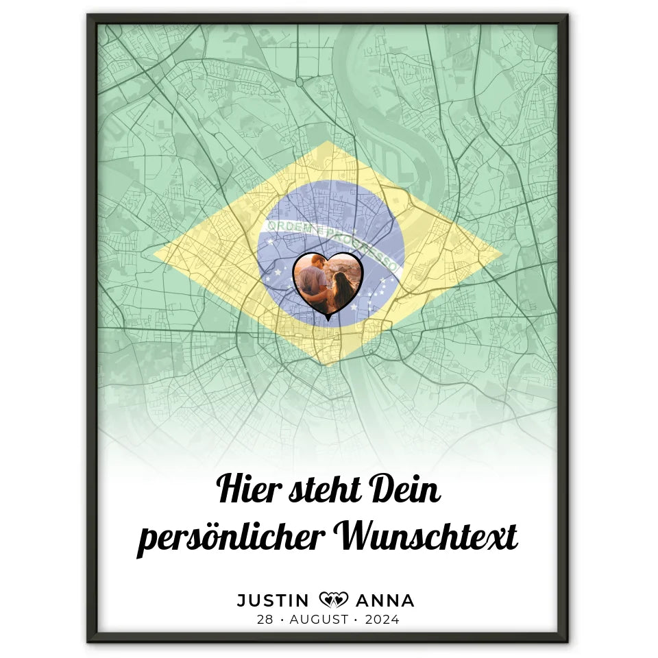 Personalisiertes Poster für Paare Stadtkarte Foto Brasilien eigener Wunschtext