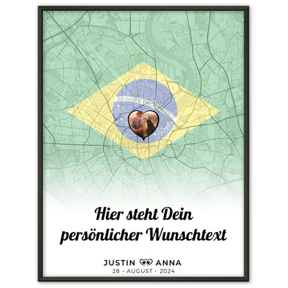 Personalisiertes Poster für Paare Stadtkarte Foto Brasilien eigener Wunschtext