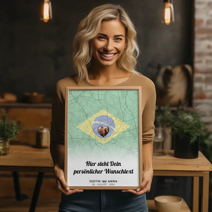 Personalisiertes Poster für Paare Stadtkarte Foto Brasilien eigener Wunschtext