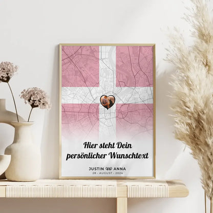 Personalisiertes Poster für Paare Stadtkarte Dänemark mit Wunschtext Foto