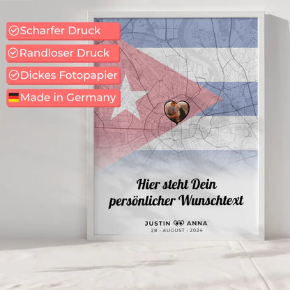 Personalisiertes Poster für Paare Stadtkarte Kuba mit eigenem Wunschtext