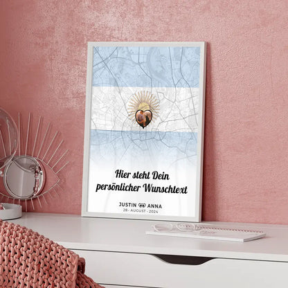 Personalisiertes Poster für Paare Stadtkarte Argentinien mit Foto eigener Wunschtext