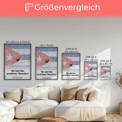 Personalisiertes Poster für Paare Stadtkarte Kuba mit eigenem Wunschtext