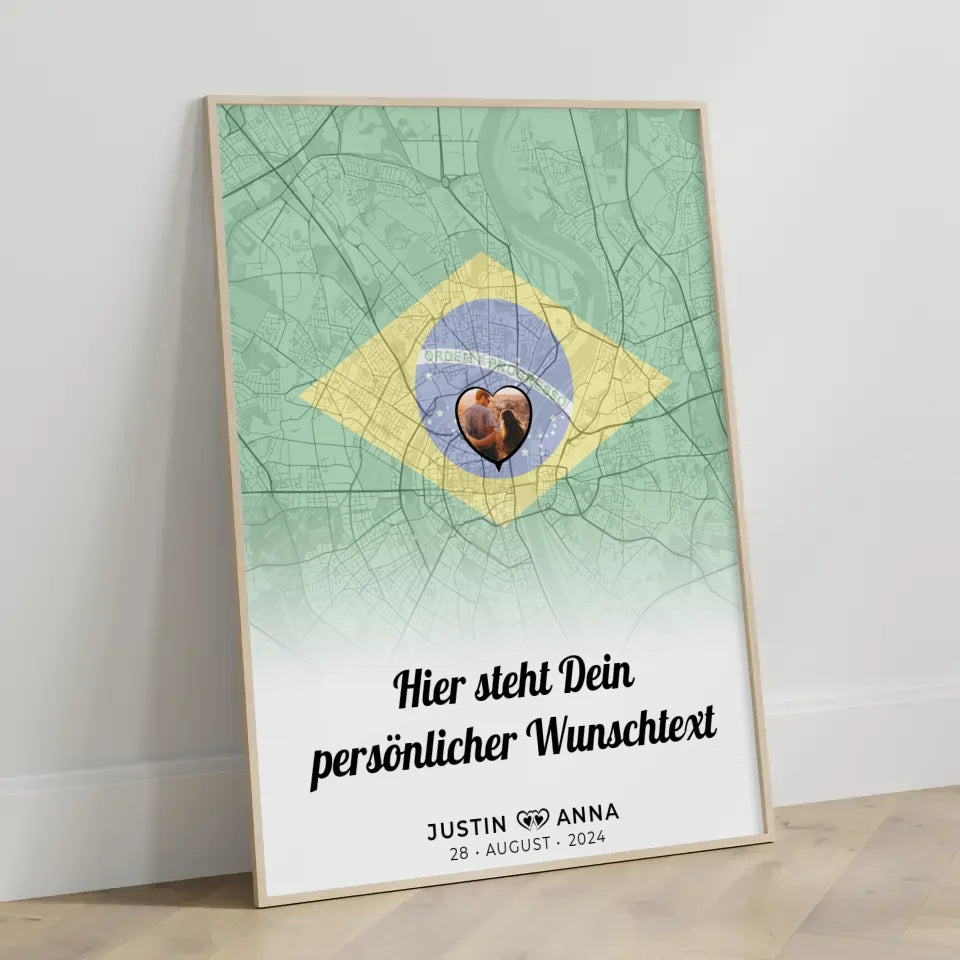 Personalisiertes Poster für Paare Stadtkarte Foto Brasilien eigener Wunschtext