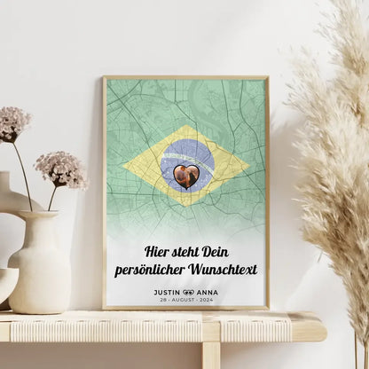 Personalisiertes Poster für Paare Stadtkarte Foto Brasilien eigener Wunschtext