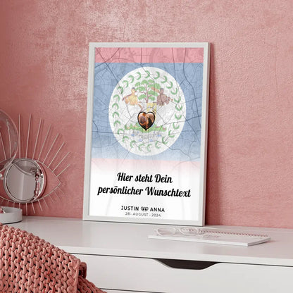 Personalisiertes Poster Paare Stadtkarte Foto Belize Eigener Wunschtext