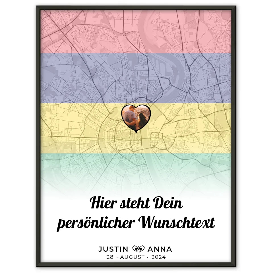 Personalisiertes Poster für Paare Stadtkarte Foto Mauritius eigener Wunschtext