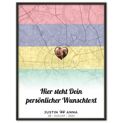 Personalisiertes Poster für Paare Stadtkarte Foto Mauritius eigener Wunschtext