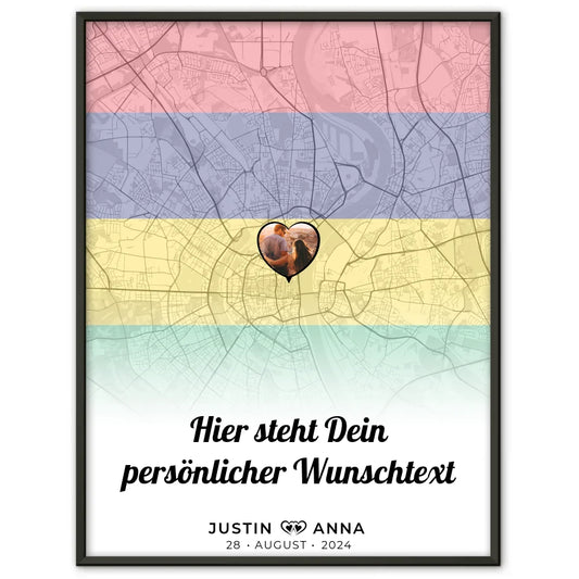 Personalisiertes Poster für Paare Stadtkarte Foto Mauritius eigener Wunschtext