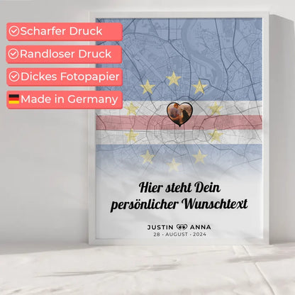 Personalisiertes Poster für Paare Stadtkarte Kapverden mit Foto und Wunschtext