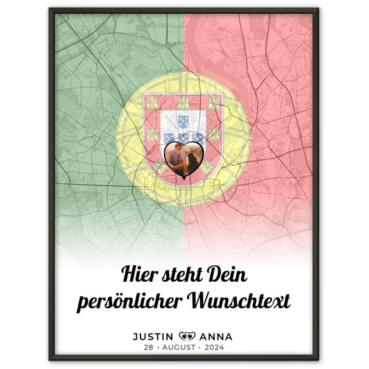 Personalisiertes Poster für Paare Stadtkarte Foto Portugal eigener Wunschtext