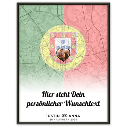 Personalisiertes Poster für Paare Stadtkarte Foto Portugal eigener Wunschtext