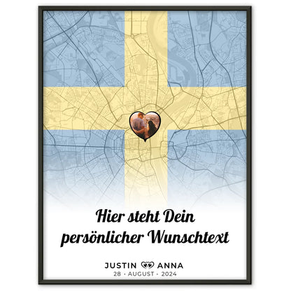 Personalisiert Poster Paare Stadtkarte Foto Schweden eigener Wunschtext