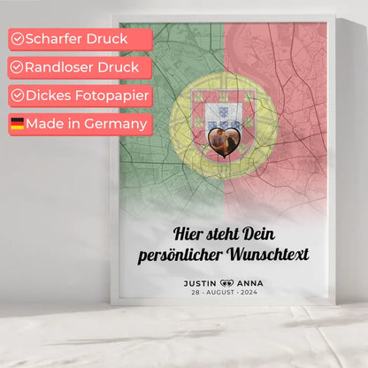 Personalisiertes Poster für Paare Stadtkarte Foto Portugal eigener Wunschtext