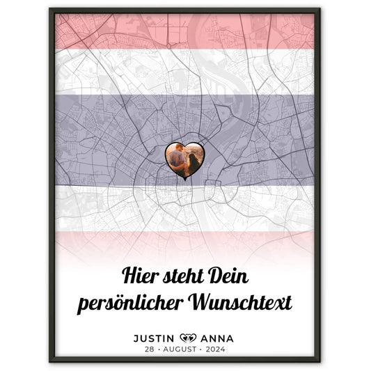 Personalisiertes Poster Paare Stadtkarte Foto Thailand eigener Wunschtext