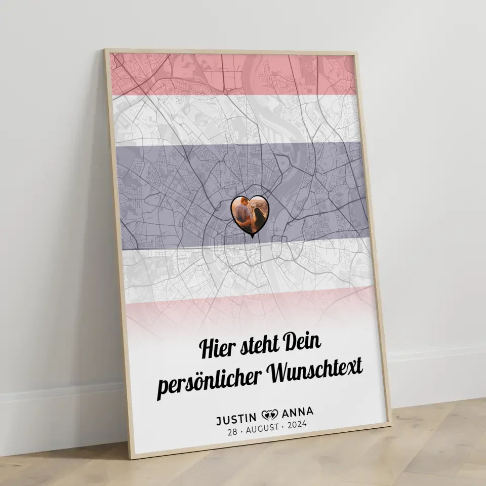Personalisiertes Poster Paare Stadtkarte Foto Thailand eigener Wunschtext