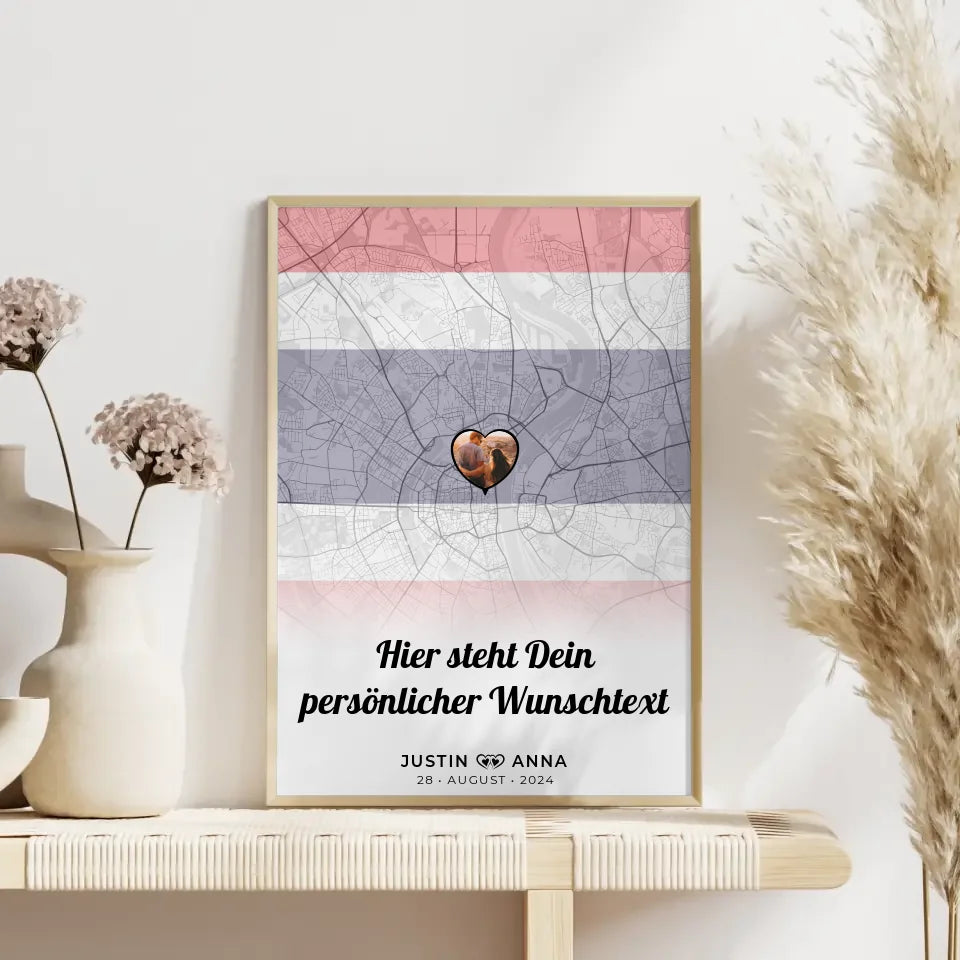Personalisiertes Poster Paare Stadtkarte Foto Thailand eigener Wunschtext