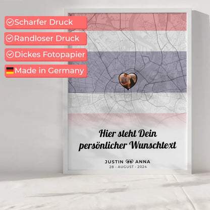 Personalisiertes Poster Paare Stadtkarte Foto Thailand eigener Wunschtext