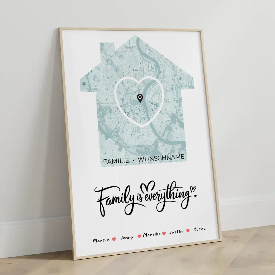 Familien Poster personalisiert Stadtkarte Family Is Everything mit Nachname 3
