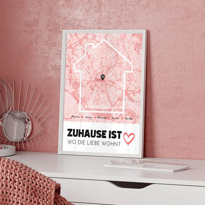 Personalisiertes Poster Familie Stadtkarte Zuhause Ist mit Nachname