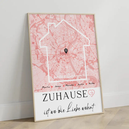 Personalisiertes Poster Familie Stadtkarte Zuhause Ist