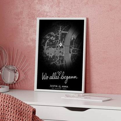 Personalisiertes Poster Paare Stadtkarte Rund Wo Alles Begann Geschenk 5