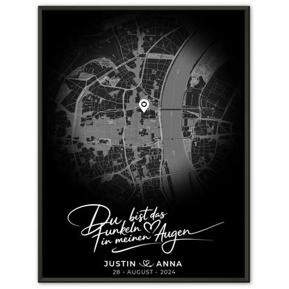 Personalisiertes Poster für Paare Stadtkarte Rund Das Funkeln Geschenk 1