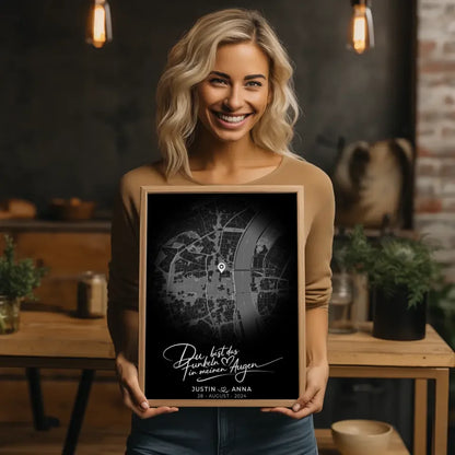 Personalisiertes Poster für Paare Stadtkarte Rund Das Funkeln Geschenk 2